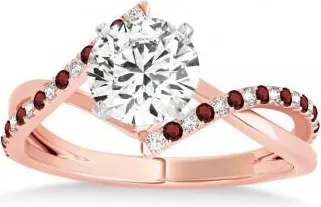Allurez Diamond & Garnet Bypass Semi-Mount Ring in 18k Rose Gold (0.14ct)