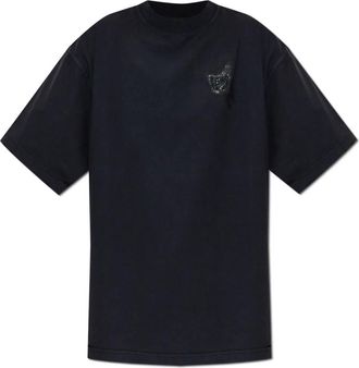 Balenciaga Tops, Dames, Zwart, XS, Katoen, T-shirt met vintage effect