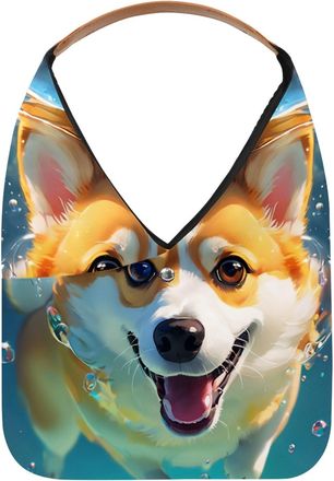 Generic Lovely Corgi Swims Underwater Reusable Lightweight Grocery Bags - Foldable Into Compact Pouch, Washable & Sturdy, Multipurpose for Shopping and Travel