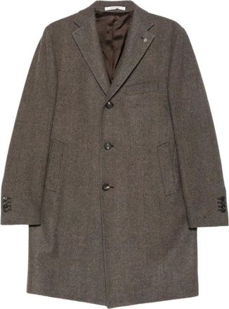 Tagliatore Single-Breasted Coats, male, Brown, Size: M Cfbm13X Overcoat