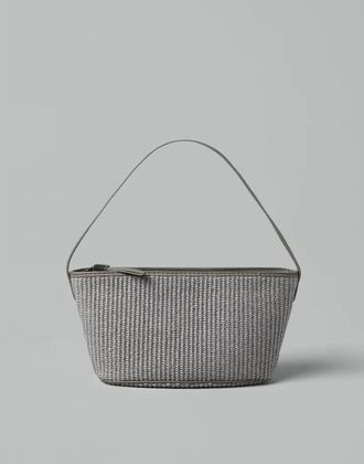 Brunello Cucinelli Womens Light Grey Woven Shoulder Bag