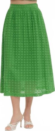 Entro Eyelet Detailed Midi Skirt In Kelly Green