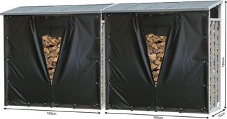 Quick-Star 2 St&uuml;ck Aluminium Kaminholzregal Xxl 185 X 70 X 185 Cm Mit Wetterschutz Garten Kaminholzunterstand 4,6 M&sup3; Kaminholzlager Stapelhilfe Aussen
