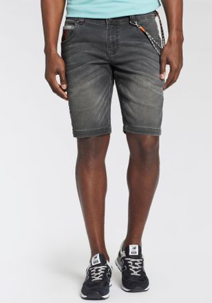 Bruno Banani Jeansshorts BRUNO BANANI, Herren, Gr. 30, L&auml;nge 32, grau (dk grau used), Denim/Jeans, Obermaterial: 70% Baumwolle, 28% Polyester, 2% Elasthan, gerade 