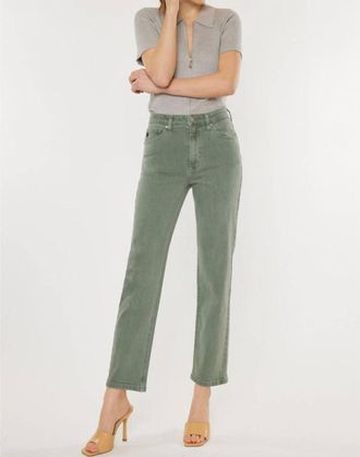 Kancan Ultra High Rise 90S Straight Jeans In Olive