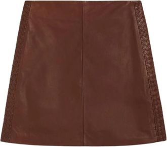 Max Mara Leren Minirok Flare Silhouet - Dames - Korte rokken - Bruin - 4XS - Leer - Rokken