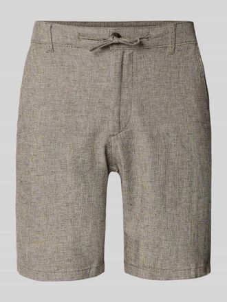 Selected Regular Fit Chinoshorts aus Baumwoll-Leinen-Mix Modell BRODY in Stein Melange, Gr&ouml;&szlig;e XXL