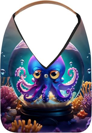 Generic Octopus Crystal Ball Reusable Lightweight Grocery Bags - Foldable Into Compact Pouch, Washable & Sturdy, Multipurpose for Shopping and Travel