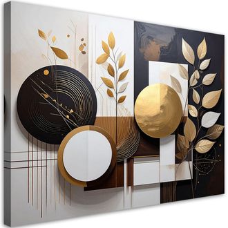 Feeby Impresi&oacute;n De Imagen, Abstracci&oacute;n Marr&oacute;n Y Beige De C&iacute;rculos Y Hojas, 100x70