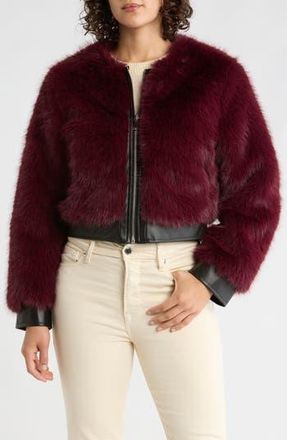 Vigoss Mixed Media Crop Jacket in Burgundy at Nordstrom Rack, Size Medium
