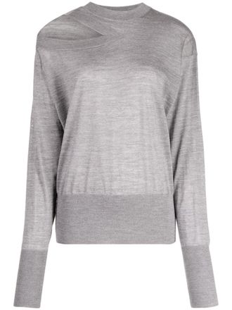 Stella McCartney fine-knit cut-out jumper - Grey