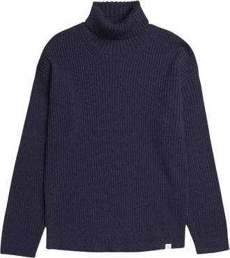 Norse Projects Le Frey Wool Cotton Fisherman Sweater - Heren - Coltruien - Blauw - L - Katoen - Truien & Vesten