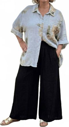 Puro Lino Amalfi Wide Leg Linen Pants In Black