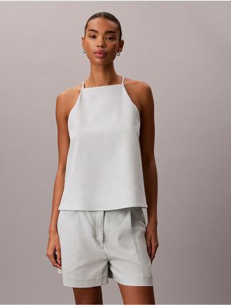Calvin Klein Jeans Calvin Klein Womens Linen Blend Sleeveless Top - Green - XS