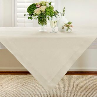 Solino Home Linen Table Throw 52 x 52 Inch for Dining Table, Holiday and Everyday Table Decor - Fete in Birch at Nordstrom, Size Medium