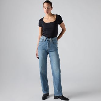 Levi's Ribcage Full Length Jeans - Womens - 24X30 - Medium Wash / Inging Bells No Dx