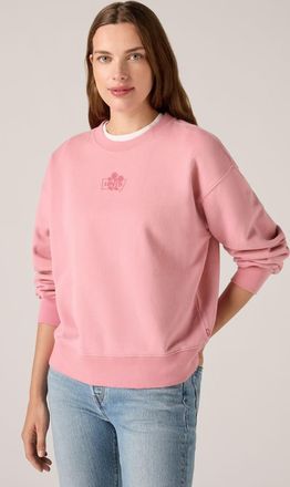 Levi's Sudadera Everyday de cuello redondo con gr&aacute;fico - Mujer - XS - Rosa / Crew Floral Flock Bw Tameless Rose