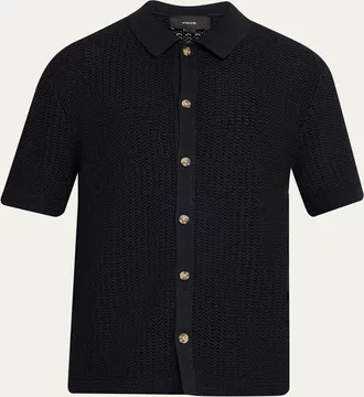 Vince Mens Crochet Button-Down Shirt