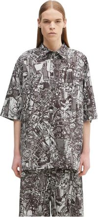 Marcelo Burlon Blouses - Heren - Korte mouwen Overhemden - Grijs - L - Overhemden