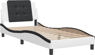 vidaXL Estructura De Cama Sin Colch&oacute;n Zadar Cuero Sint&eacute;tico Blanco Y Negro Vidaxl
