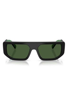 Dolce & Gabbana 56mm Rectangular Sunglasses in Black /Dark Green at Nordstrom