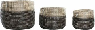 DKD Home Decor Juego De Cestas Dkd Home Decor Natural Gris Hierba Marina (3 Pcs) (37 X 37 X 40 Cm)
