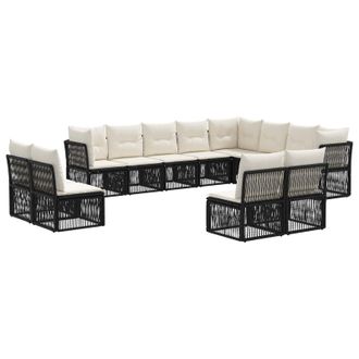 vidaXL Conjunto De Sof&aacute;s De Jard&iacute;n 12 Uds. 12 Plaza Negro Vidaxl
