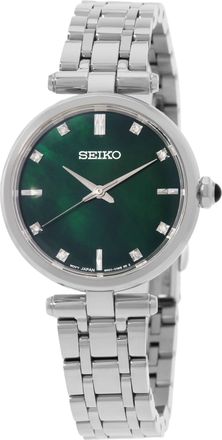Seiko Quartz Diamond Green Mother of Pearl Dial Ladies Watch HGH006P1