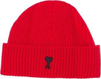 Ami De Coeur Wool Beanie - unisex - Accessoires - Rood - Maat: ONE Size Wol