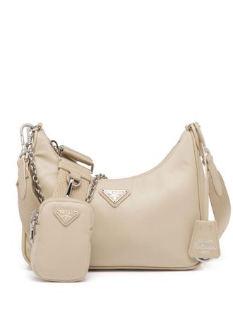 Prada Re-Edition 2005 shoulder bag - women - Recycled Polyamide/Recycled Nylon/Saffiano Leather - OS - Neutrals