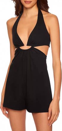 Susana Monaco Half Moon Cutout Halter Romper In Black