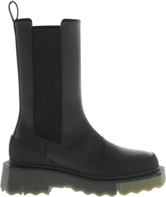 Off-white Black Leather Chelsea Boots