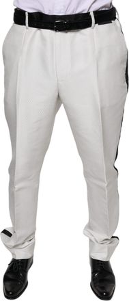 Dolce & Gabbana Mens White Polyester Formal Dress Pants Silk