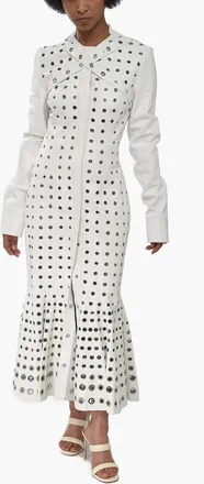 Off-white Leather Midi Dress EYELETS with Belt Off-White