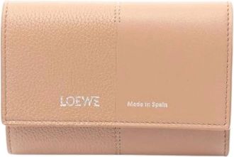 Loewe Pre-owned Wallets, female, Beige, Size: ONE SIZE Pre-owned Vertical Wallet Small Leather Trifold Wallet