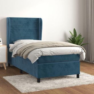 vidaXL Vidaxl - Cama Box Spring Con Colch&oacute;n Terciopelo Azul Oscuro 90x200 Cm