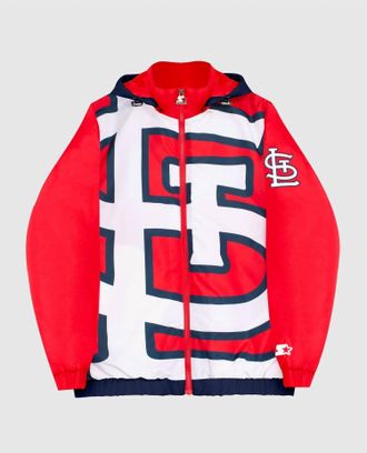 Starter Mens St. Louis Cardinals Hooded Nylon Full-Zip Jacket In Red