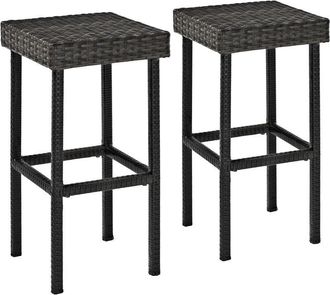 Crosley Furniture Palm Harbor 2Pc Outdoor Wicker Bar Height Bar Stool Set Weathered Gray - 2 Stools