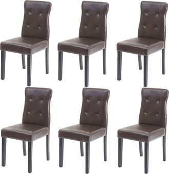 Hhg Hhg - Nunca Usado] Juego De 6 Sillas De Comedor 984, Silla De Comedor, Polipiel Marr&oacute;n, Patas Oscuras