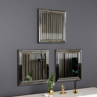Dmora Espejo Ortona, Modular, Set De 3, Forma Rectangular, 40x40h Cm, Plata