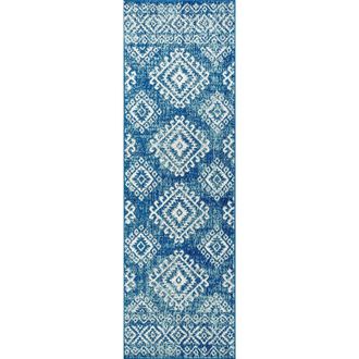 Jonathan Y Designs Moroccan HYPE Boho Vintage Area Rug in Blue/white at Nordstrom, Size 5Ft 0In X 8Ft 0In