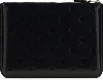 Comme Des Gar&ccedil;ons Mens Pouch Embossed Polka-Dot Black Calf Leather Umbrellas Accessory
