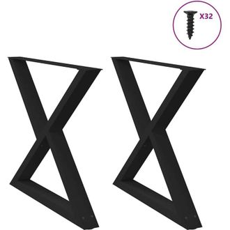 vidaXL Vidaxl - Patas Para Mesa De Comedor (2 Unidades), Color Negro, 90 X (72-73,3) Cm, Acero