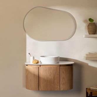 Sklum Conjunto De Mueble De Ba&ntilde;o Suspendido 90x50 Cm En Madera Carsone Sklum