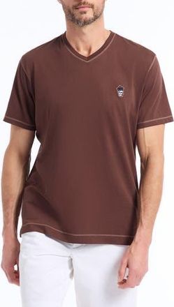 Robert Graham Damien V-Neck T-Shirt in Brown at Nordstrom Rack, Size Small