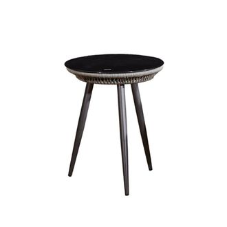 Petits Meubles Mesa de centro de jard&iacute;n aluminio, vidrio, cuerda gris oscuro