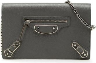 Balenciaga Pre-owned Wallet on Chain - Dames - Vintage Schoudertas - Grijs - ONE Size - Leer - Vintage