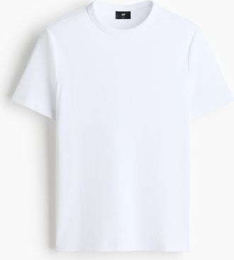 H&M Geripptes T-Shirt in Slim Fit - Weiss