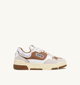 Autry CLC LOW SNEAKERS IN WHITE AND CIGAR LEATHER AND SUEDE
