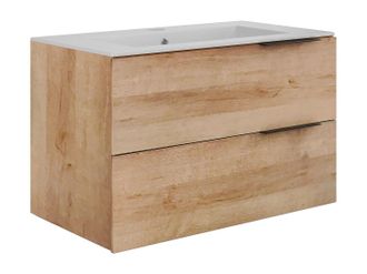 Vente-Unique Mueble de ba&ntilde;o suspendido con lavabo de bajar - Natural claro - 80 cm - NISAYA